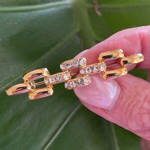 Midcentury Signed Monet Art Deco Vintage Brooch in Gold Tone